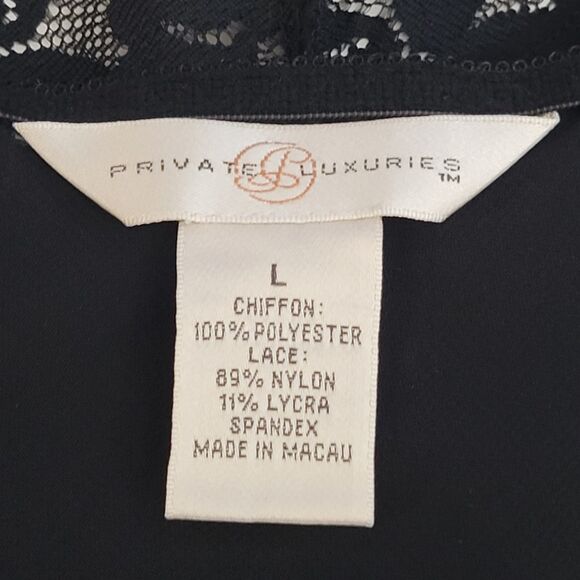 Private Luxuries Black Lace Sheer  Sleep Top Size Large - Picture 5 of 5